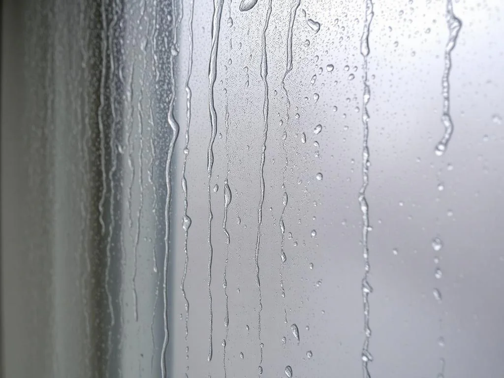 Condensation forming on the inside of a window in a UK home
