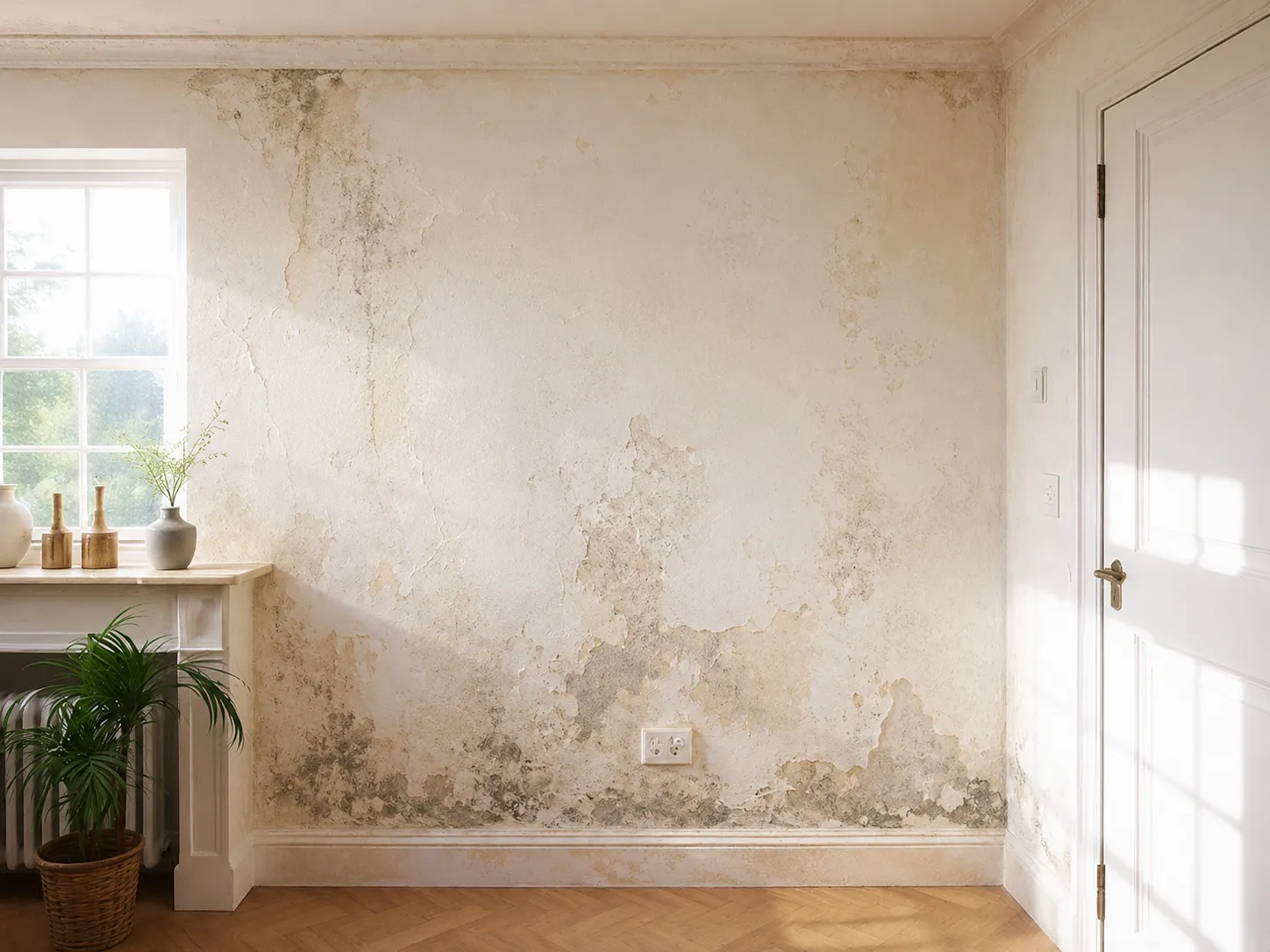 Wall before damp treatment
