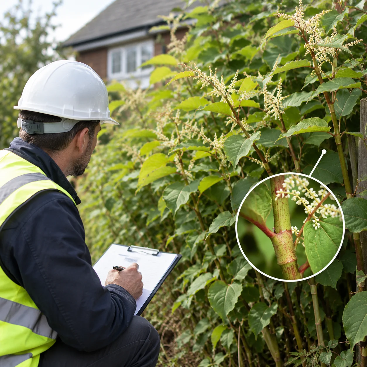 Surveyor preparing a written property report with photographs and findings