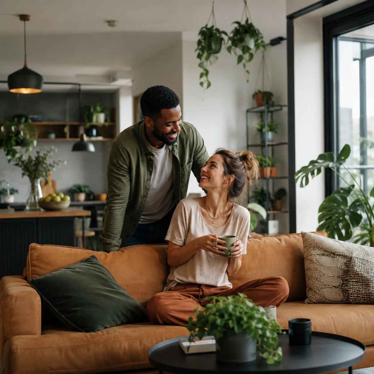 Couple reviewing their budget while saving towards a first home